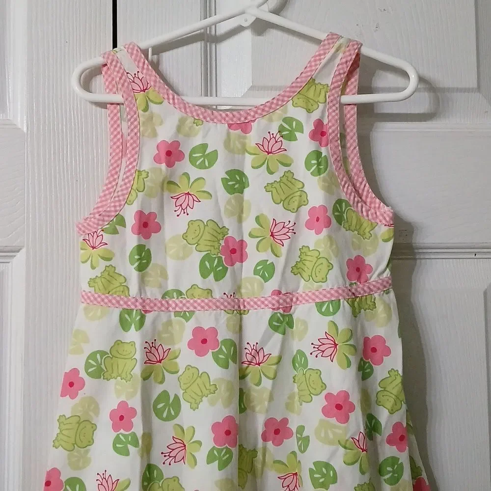 Gymboree Vintage Leapin Lilly Pads Frog Dress Sz L 5yrs Excellent cond.